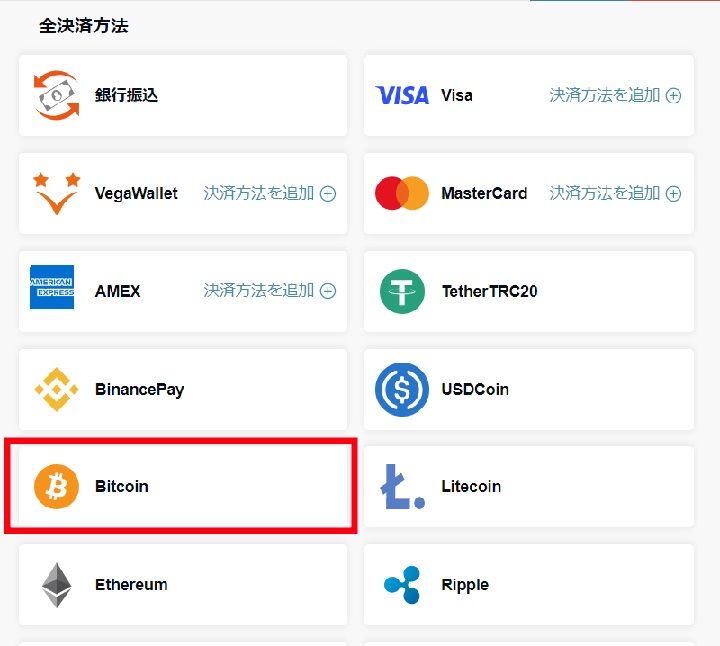 テッドベット決済方法でビットコインを選ぶ