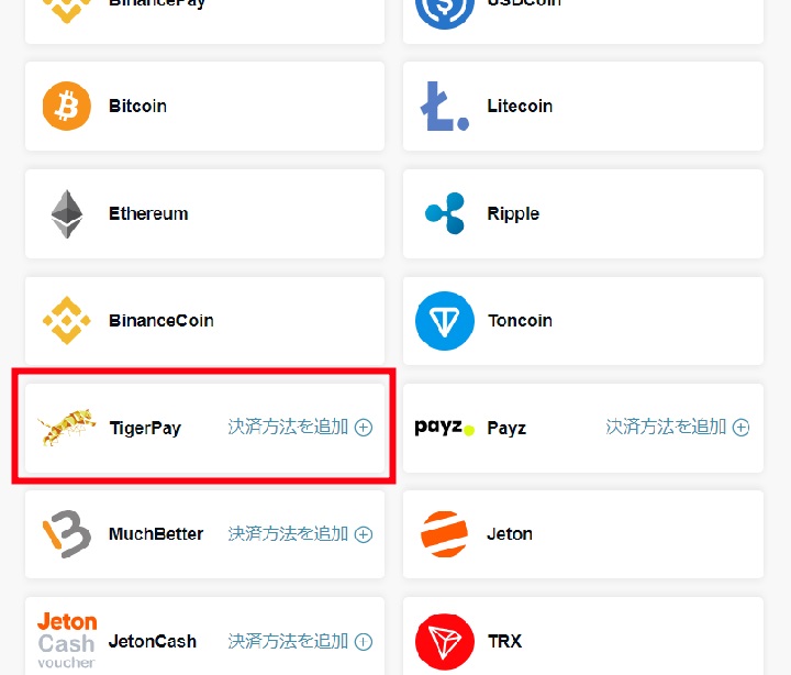 テッドベット入金方法でタイガーペイを選ぶ